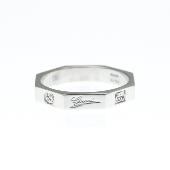 Gucci Octagonal Ring White Gold (18K) Fashion No Stone Band Ring Silver - Picture 1 of 9